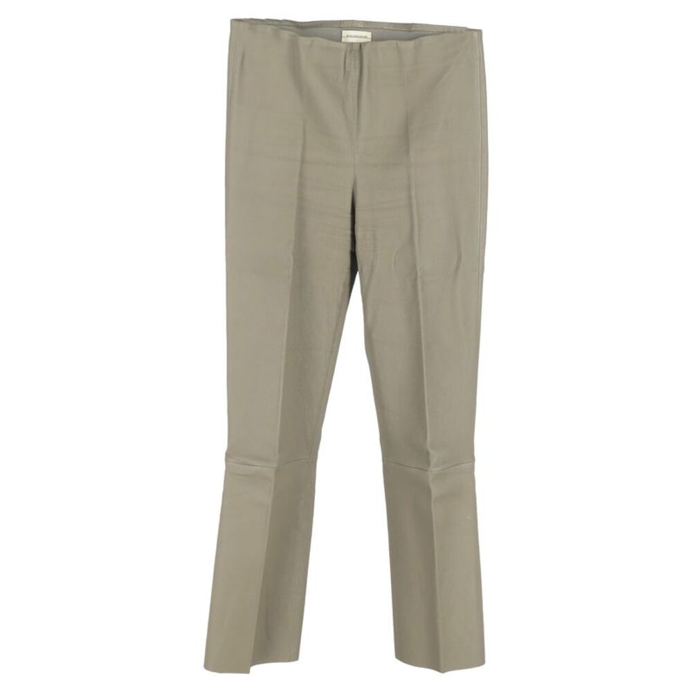 By Malene Birger Straight-Leg Trousers in Beige Leather